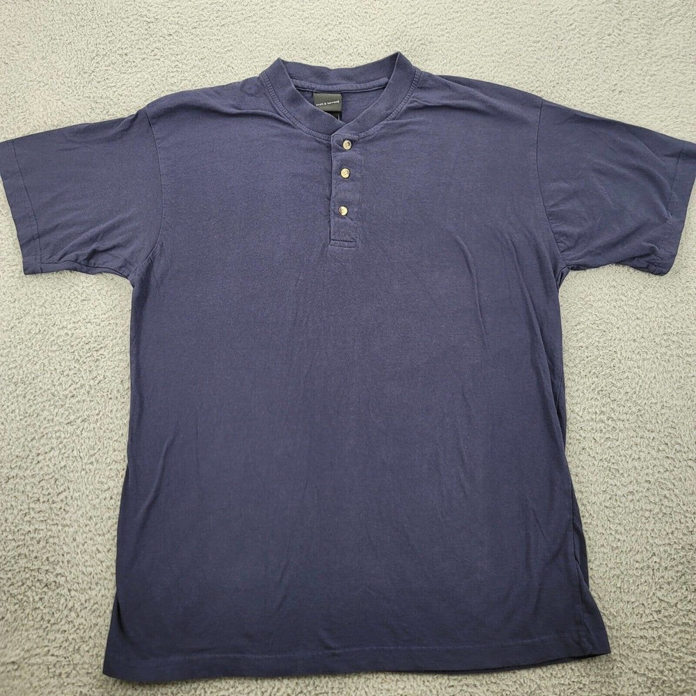 Croft & Barrow Shirt Mens Medium Blue Henley Short Sleeve Casual Comfort